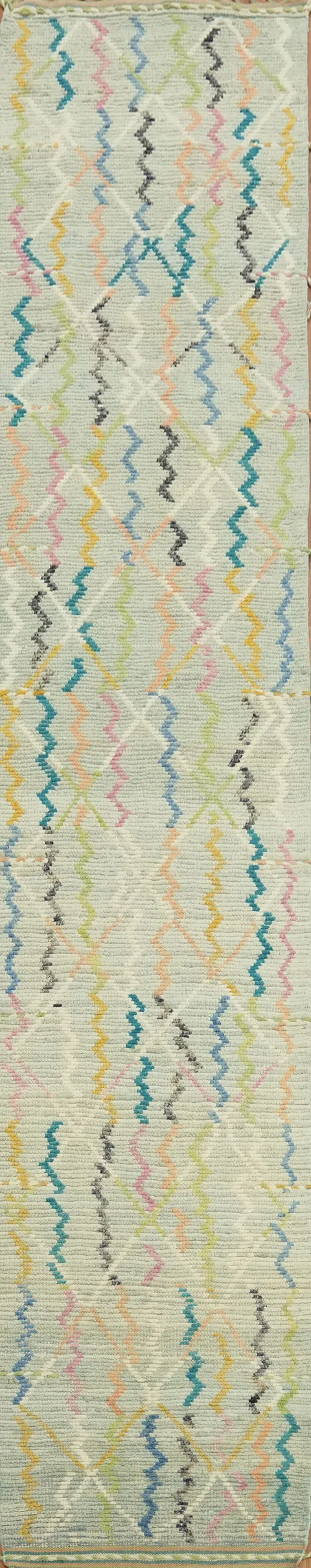 Handmade Wool Moroccan Modern Runner Rug 3x16