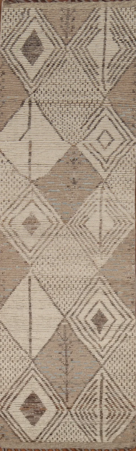 Geometric Wool Moroccan Oriental Runner Rug 3x13