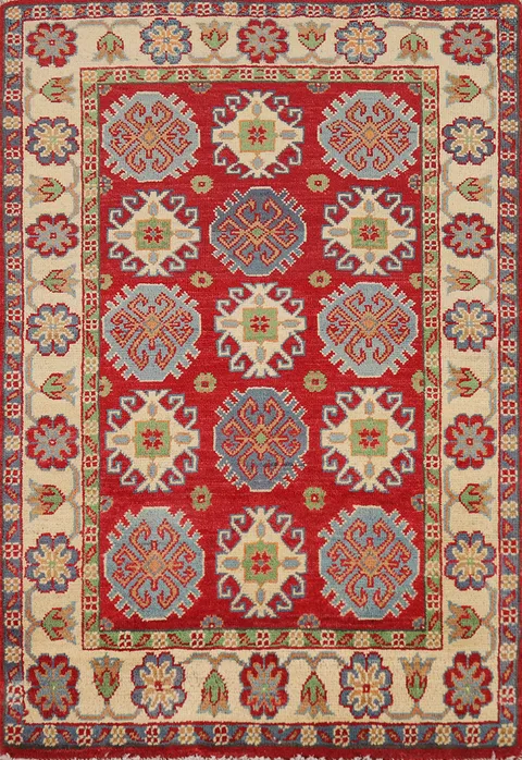 Red Kazak Handmade Wool Accent Rug 3x4