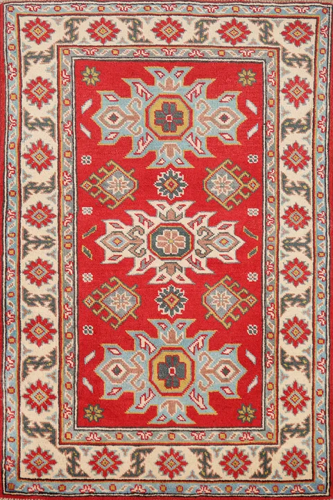 Red Kazak Handmade Wool Accent Rug 3x4