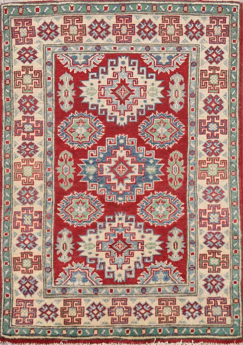 Red Kazak Handmade Wool Accent Rug 3x4