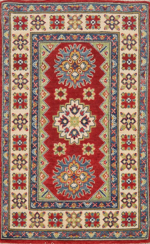 Red Kazak Handmade Wool Accent Rug 3x4