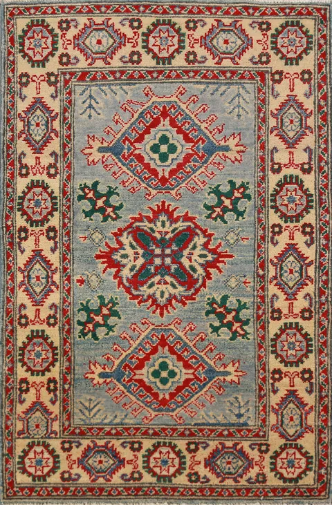 Blue Kazak Handmade Wool Accent Rug 3x4