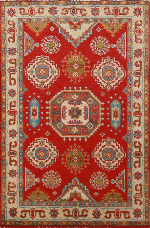 Red Kazak Handmade Wool Accent Rug 3x4
