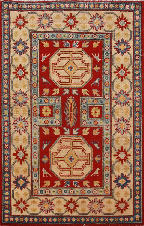 Red Kazak Handmade Wool Accent Rug 3x4