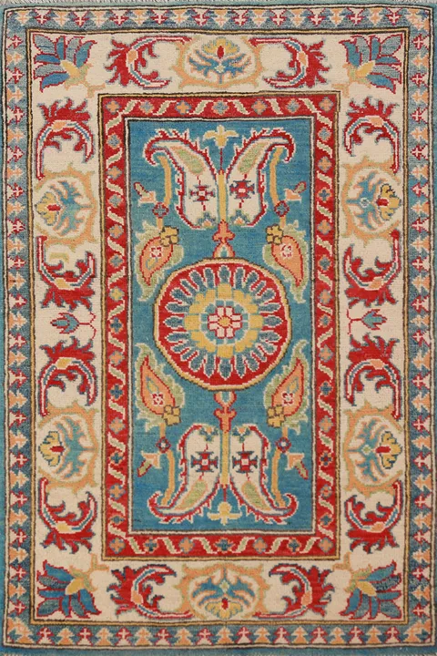 Blue Kazak Handmade Wool Accent Rug 3x4