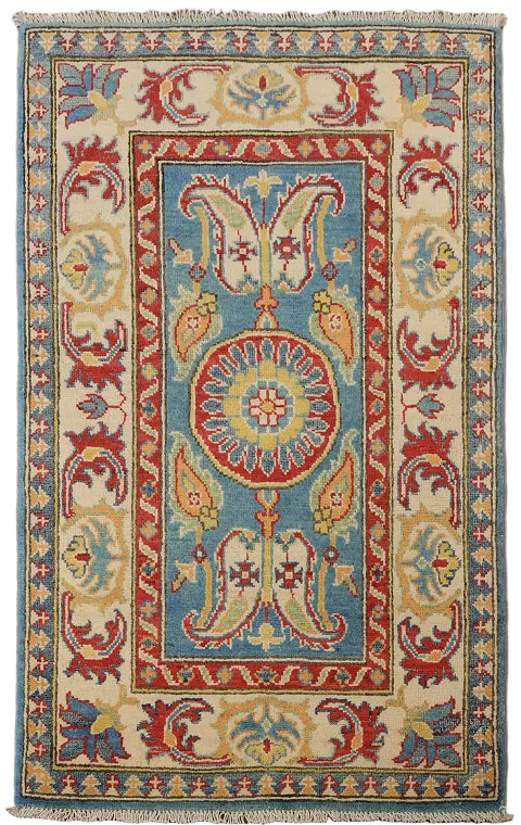 Blue Kazak Handmade Wool Accent Rug 3x4