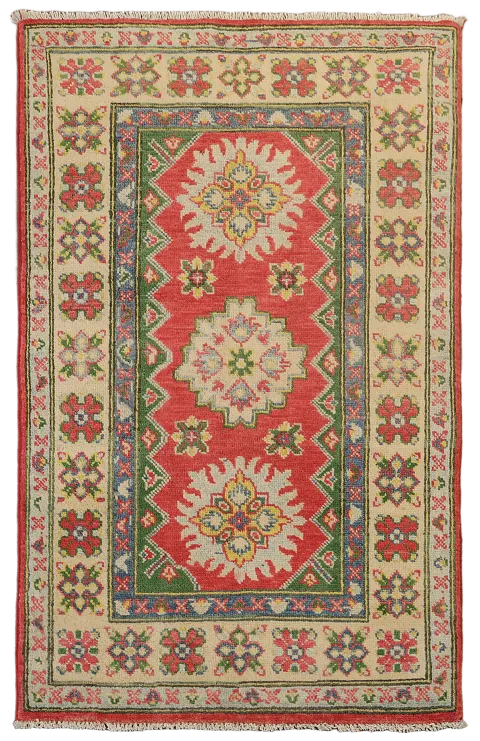 Geometric Kazak Handmade Wool Accent Rug 3x4