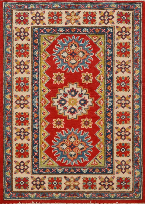 Red Kazak Handmade Wool Accent Rug 3x4