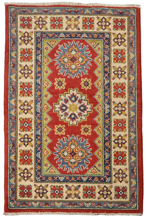 Red Kazak Handmade Wool Accent Rug 3x4