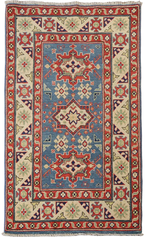Blue Kazak Handmade Wool Accent Rug 3x4