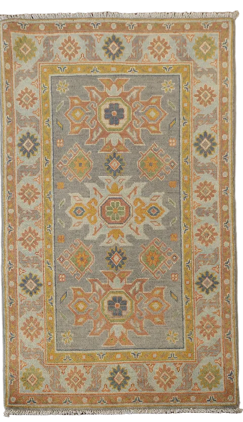 Geometric Kazak Handmade Wool Accent Rug 3x4