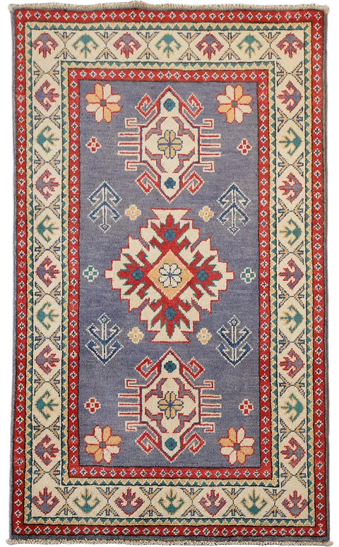 Blue Kazak Handmade Wool Accent Rug 3x4