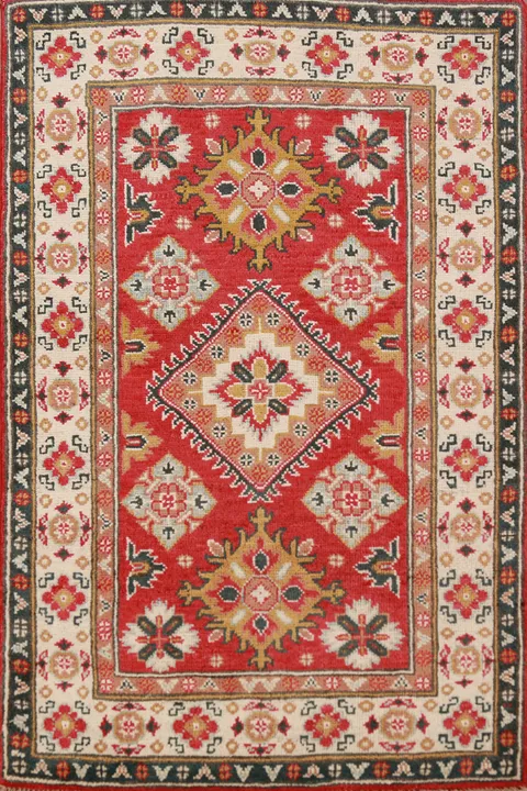 Red Kazak Handmade Wool Accent Rug 3x4