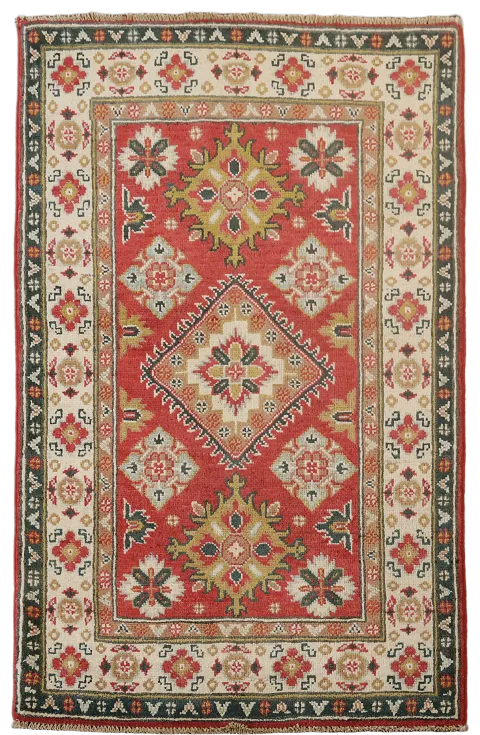 Red Kazak Handmade Wool Accent Rug 3x4