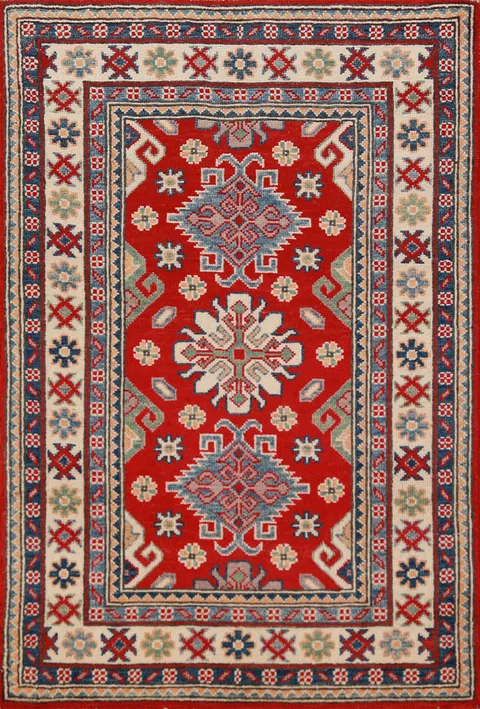 Red Kazak Handmade Wool Accent Rug 3x4