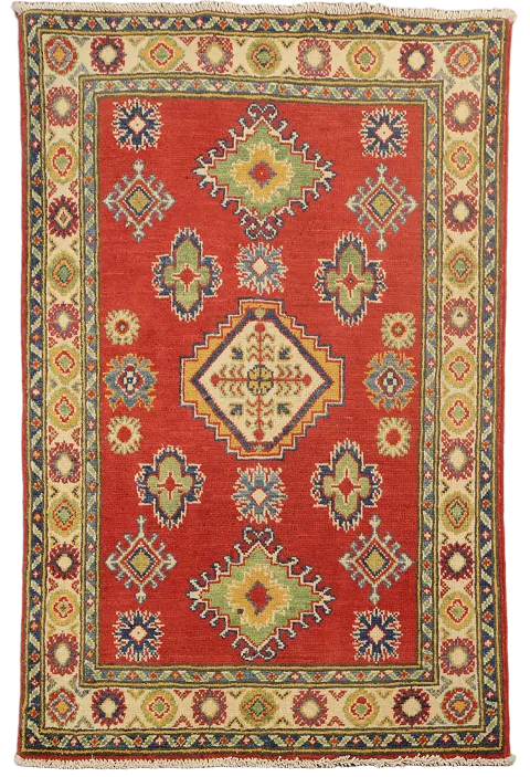Red Kazak Handmade Wool Accent Rug 3x4