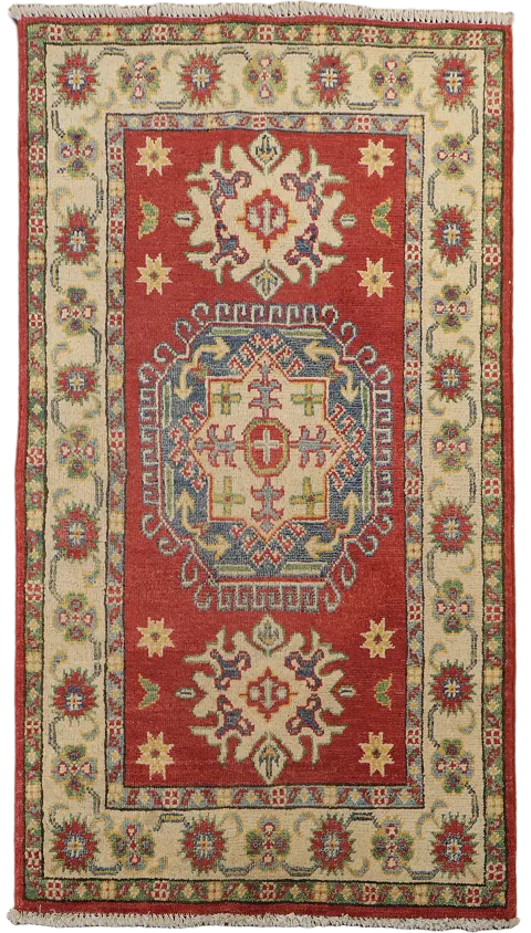 Geometric Kazak Handmade Wool Accent Rug 3x4