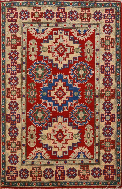 Red Kazak Handmade Wool Accent Rug 3x4