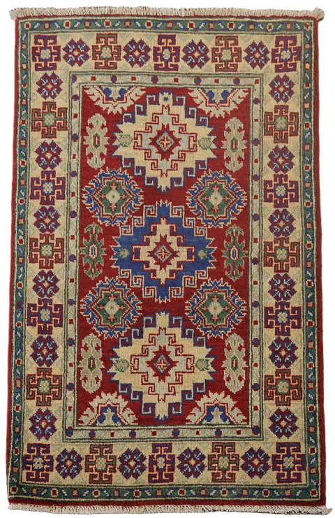 Red Kazak Handmade Wool Accent Rug 3x4