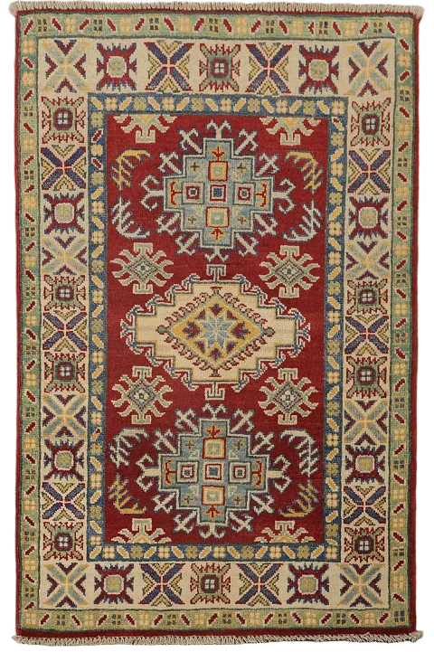 Red Kazak Handmade Wool Accent Rug 3x4