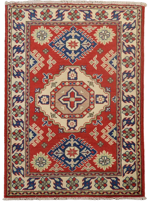 Red Kazak Handmade Wool Accent Rug 3x4