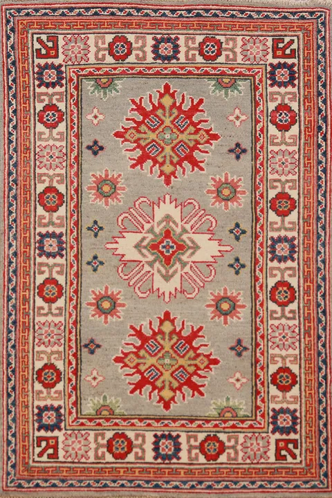 Geometric Kazak Handmade Wool Accent Rug 3x4