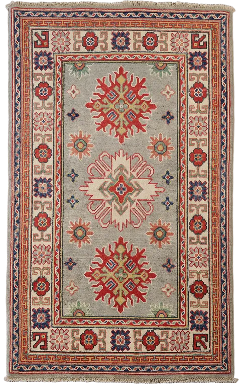 Geometric Kazak Handmade Wool Accent Rug 3x4