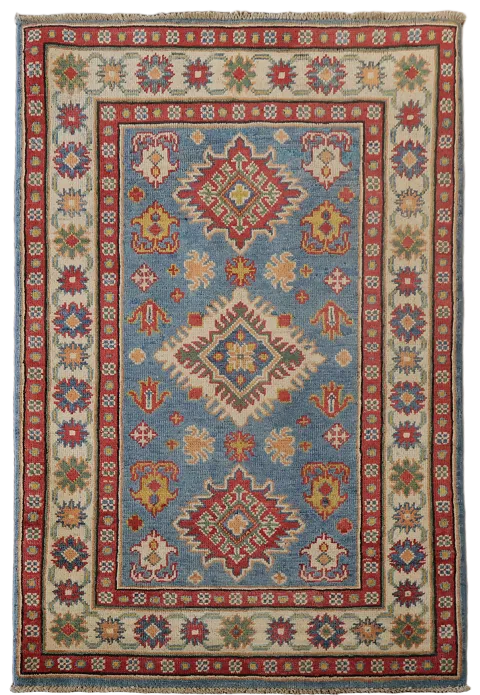 Blue Kazak Handmade Wool Accent Rug 3x4