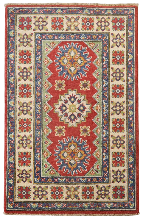 Red Kazak Handmade Wool Accent Rug 3x4