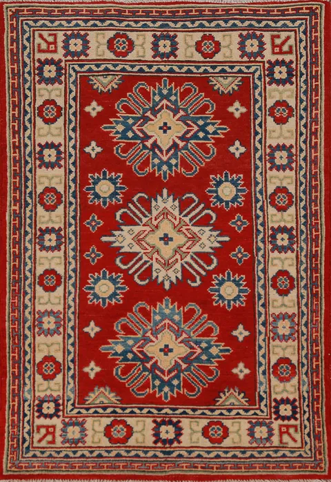 Red Kazak Handmade Wool Accent Rug 3x4