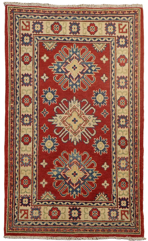 Red Kazak Handmade Wool Accent Rug 3x4