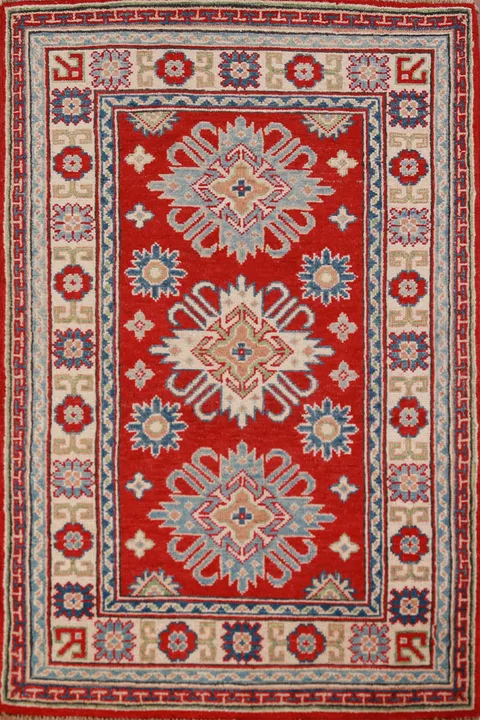Red Kazak Handmade Wool Accent Rug 3x4