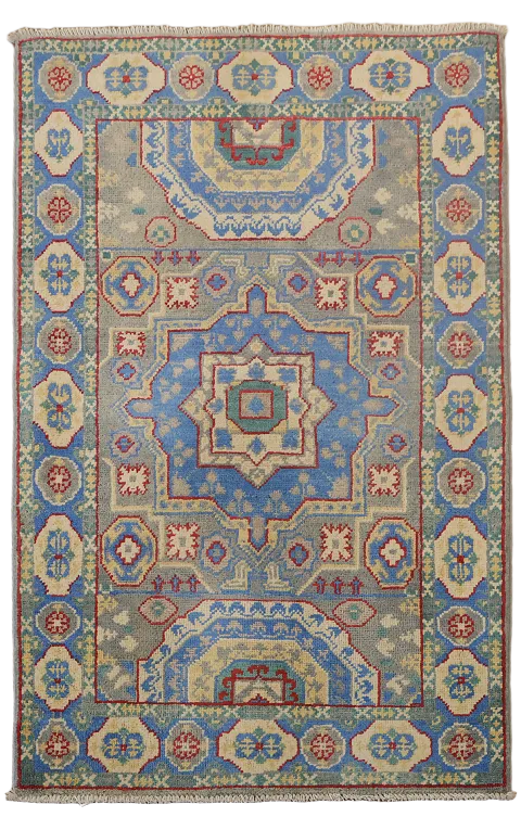 Blue Kazak Handmade Wool Accent Rug 3x4