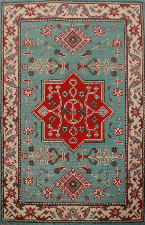 Geometric Kazak Handmade Wool Accent Rug 3x4