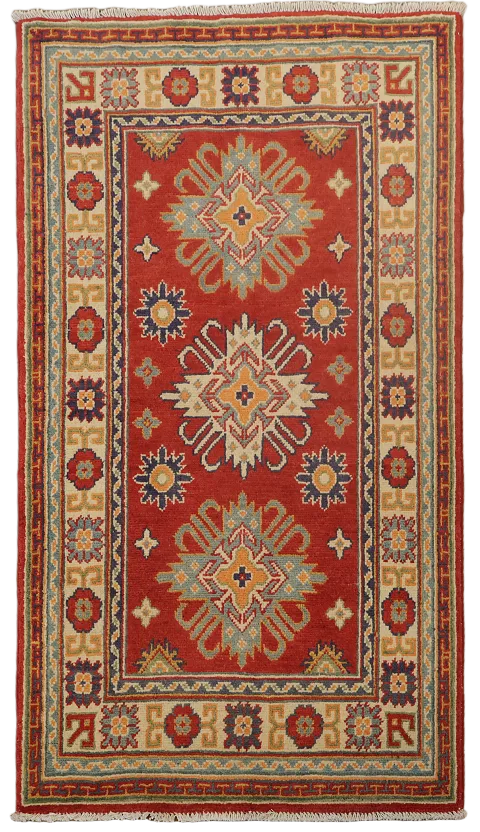 Red Kazak Handmade Wool Accent Rug 3x4