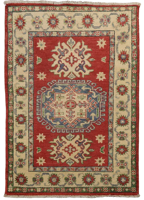 Red Kazak Handmade Wool Accent Rug 3x4