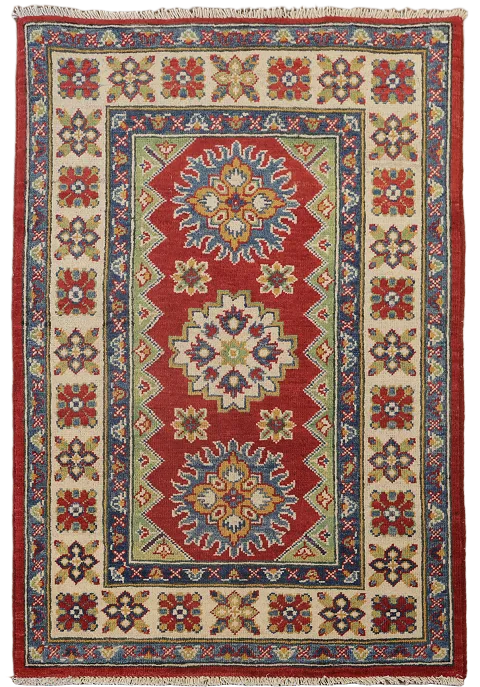 Geometric Kazak Handmade Wool Accent Rug 3x4