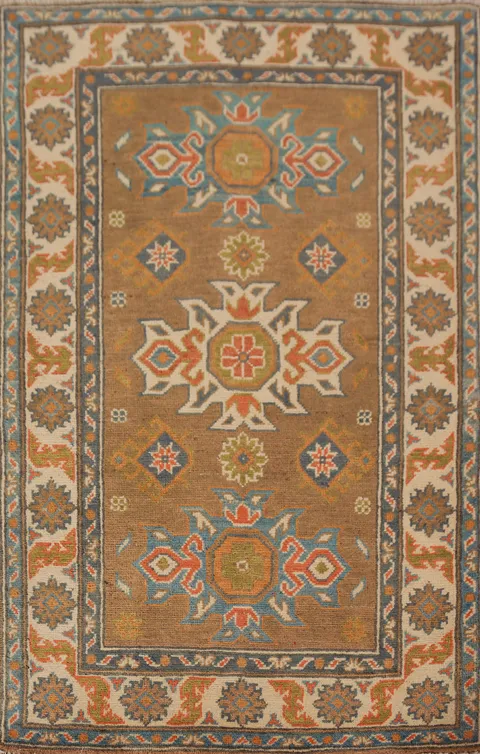 Brown Kazak Handmade Wool Accent Rug 3x4