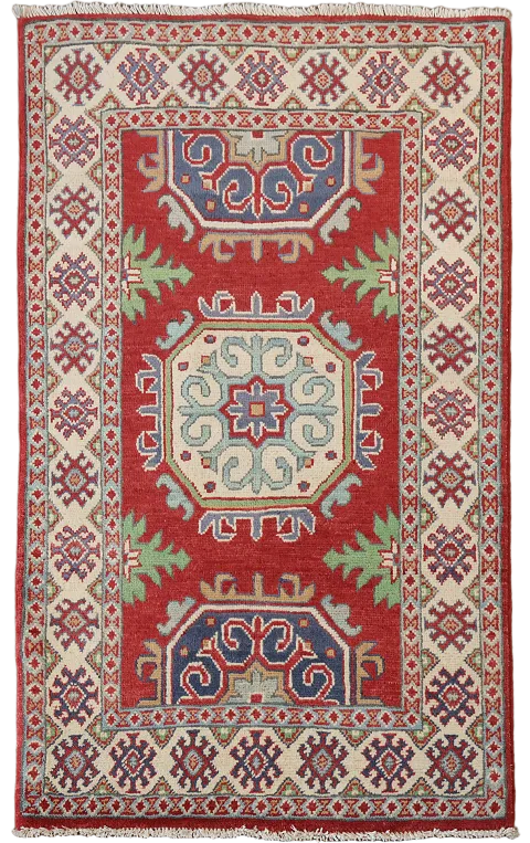 Red Kazak Handmade Wool Accent Rug 3x4