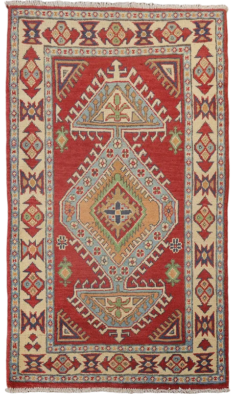 Red Kazak Handmade Wool Accent Rug 3x4