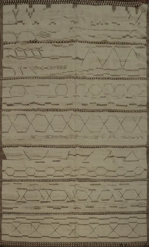 Handmade Wool Ivory Moroccan Large Rug 10x15