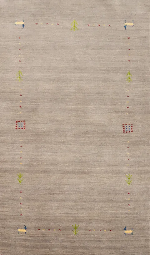 Hand-Knotted Wool Gabbeh Indian Accent Rug 3x5