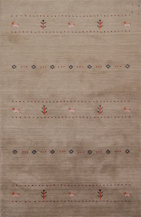 Light Brown Tribal Gabbeh Indian Accent Rug 4x6