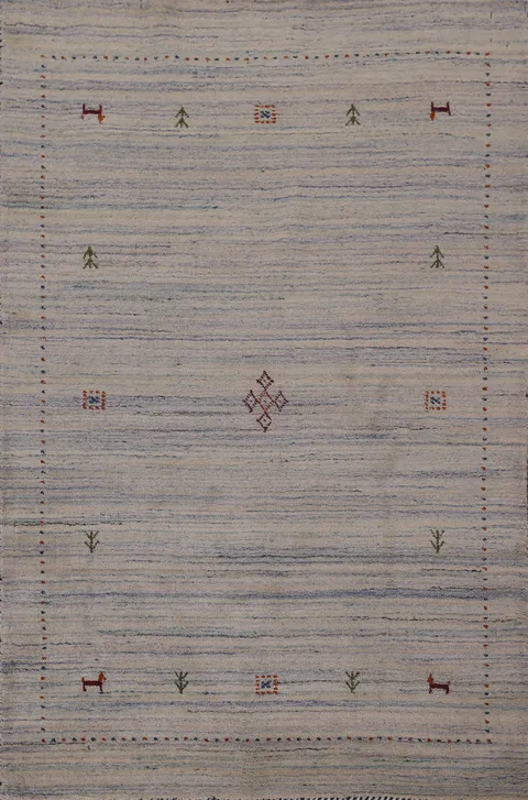 Tribal Striped Gabbeh Indian Accent Rug 4x6