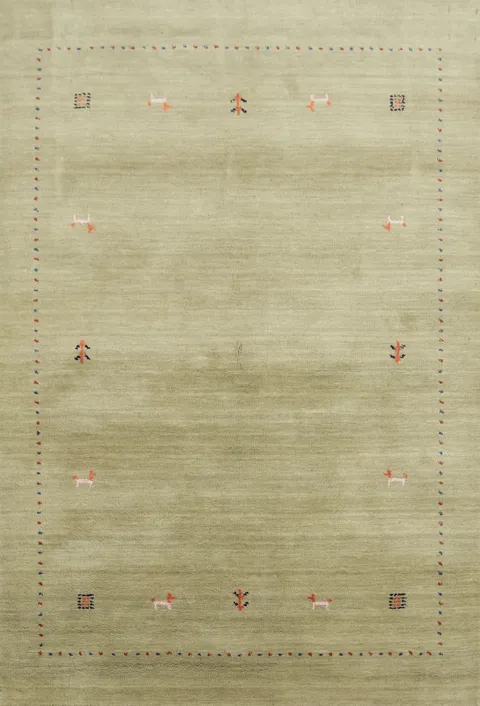 Tribal Wool Beige Gabbeh Oriental Foyer Rug 4x6