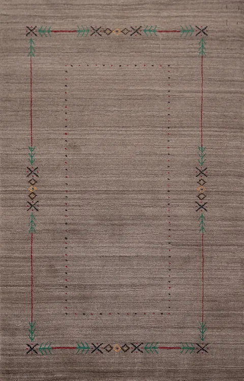 Brown Striped Handmade Gabbeh Oriental Rug 4x6