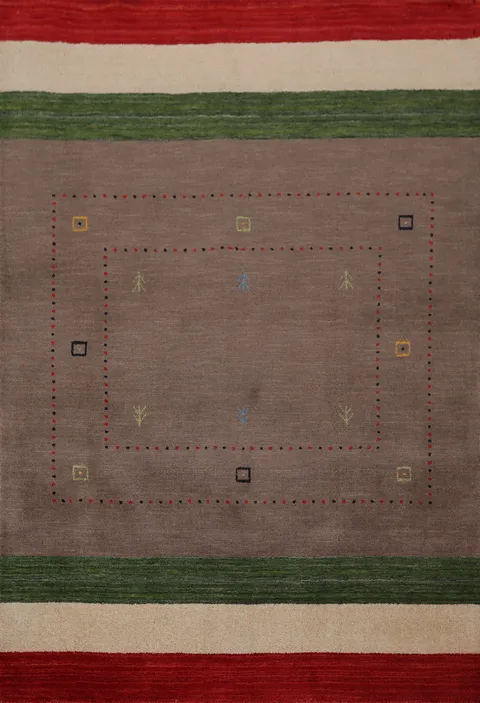 Brown Striped Wool Gabbeh Oriental Rug 4x6
