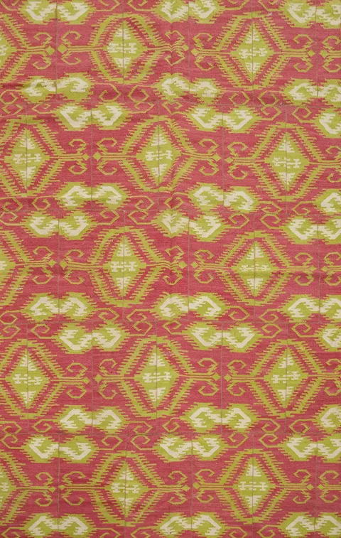 All-Over Pink Geometric Kilim Oriental Rug 6x9