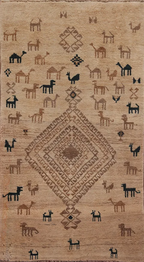 Animals Tribal Wool Gabbeh Persian Rug 4x7